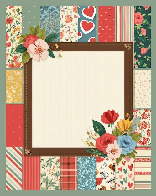 Foto scrapbooking-elemente im vintage-stil im hintergrund