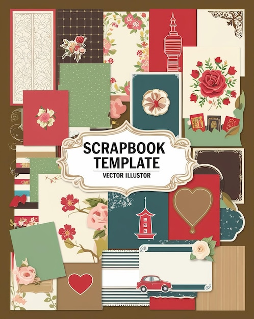 Foto scrapbooking-elemente im vintage-stil im hintergrund