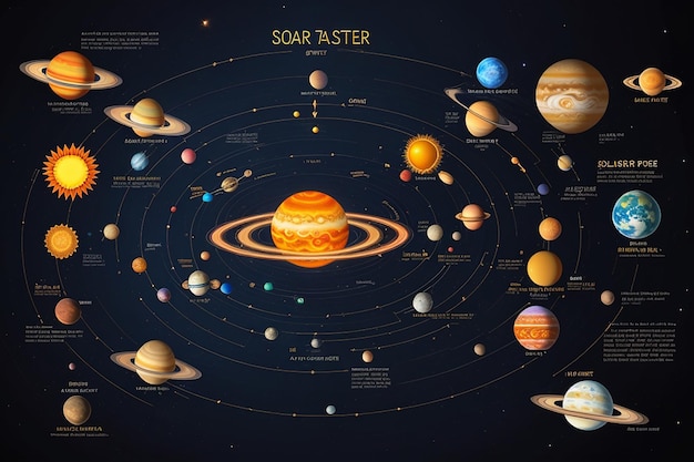 Foto sistema solar planeta de fundo vetor sol galáxia astrologia infográfico cartaz terra júpiter