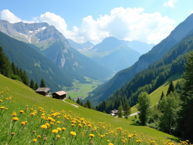 Foto sommeransicht auf das tirols-lechtal-tal in der nähe der elbigenalp