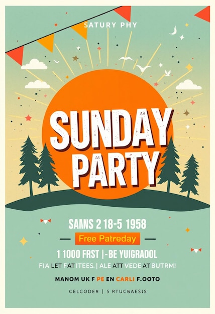 Foto sonntagsparty-flyer, social-media-post-design und web-banner