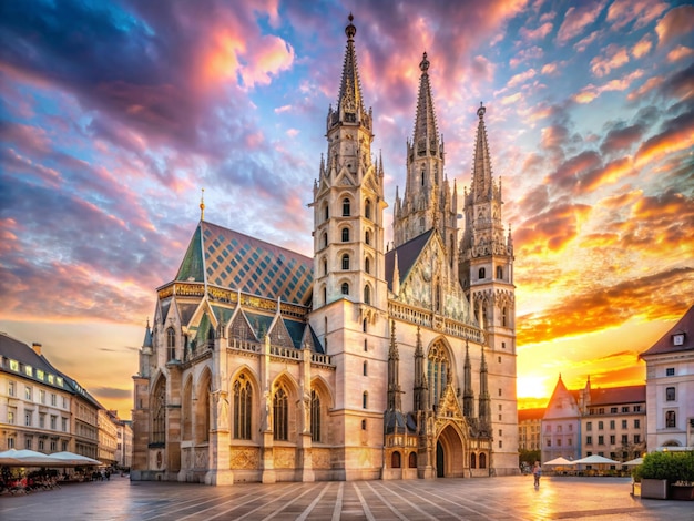 Foto st. stephens-kathedrale am stephansplatz bei sonnenaufgang wien österreich