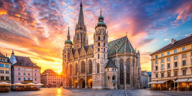 Foto st. stephens-kathedrale am stephansplatz bei sonnenaufgang wien österreich