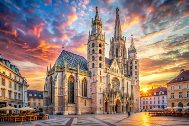 Foto st. stephens-kathedrale am stephansplatz bei sonnenaufgang wien österreich