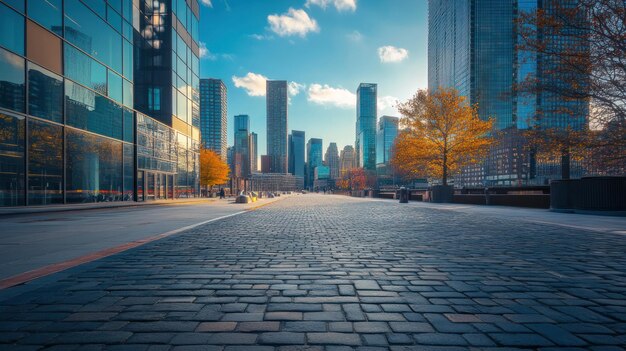 Foto stadtbild mit cobblestone street