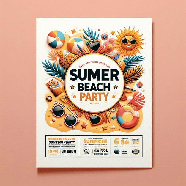 Foto sun and style summer beach party flyer mockup mit weißraum