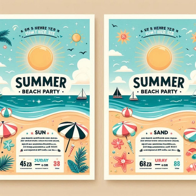 Foto sun and style summer beach party flyer mockup mit weißraum