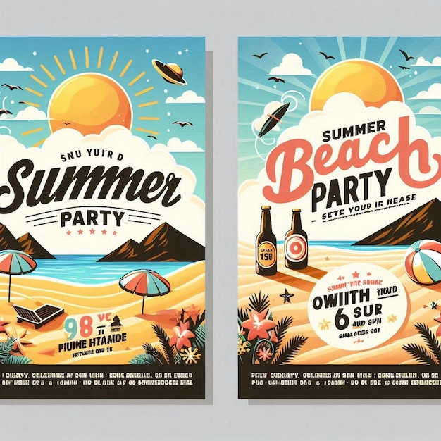 Foto sun and style summer beach party flyer mockup mit weißraum