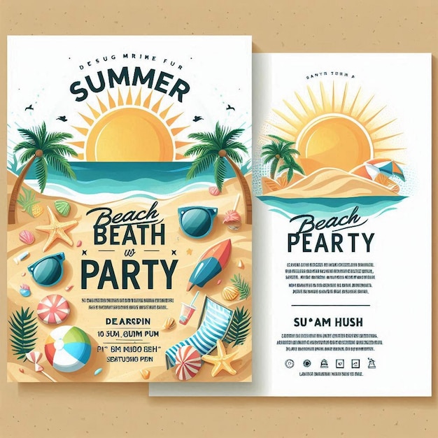 Foto sun and style summer beach party flyer mockup mit weißraum