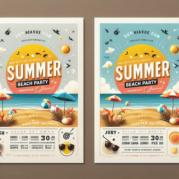 Foto sun and style summer beach party flyer mockup mit weißraum