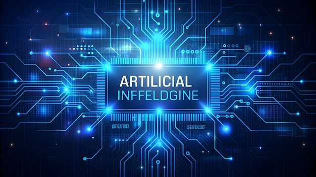 Foto tecnologia digital em fundo de cor azul escuro ia inteligência artificial