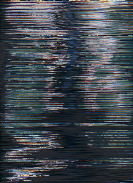 Foto textura de glitch ruído analógico sobreposição de vhs distorção de fita azul cor roxa linhas de pixel artefatos em