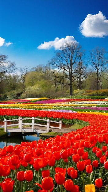 Foto tulpenfeld in den gärten von keukenhof, lisse, niederlande