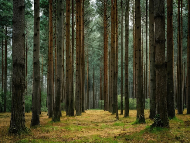 Foto um caminho através de uma floresta com um caminho através das árvores