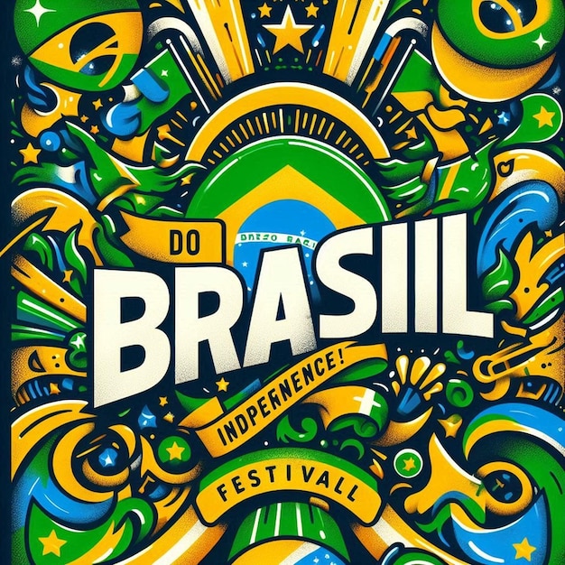 Foto um cartaz para o carnaval com um fundo amarelo e verde