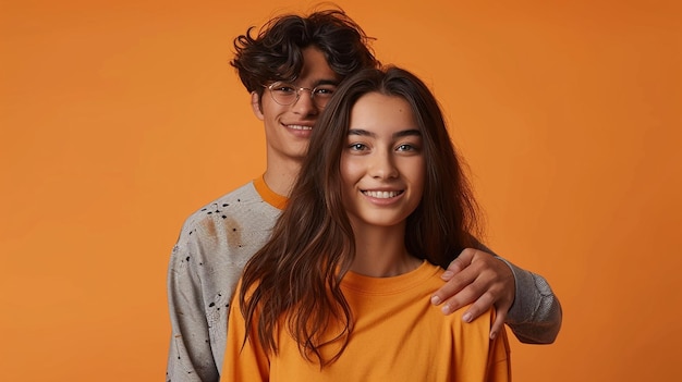 Foto um homem e uma mulher estão sorrindo e posando para uma foto