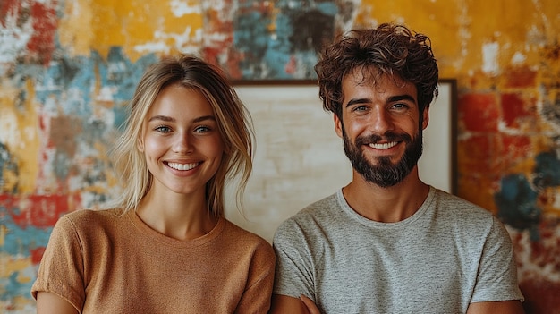 Foto um homem e uma mulher posam para uma foto