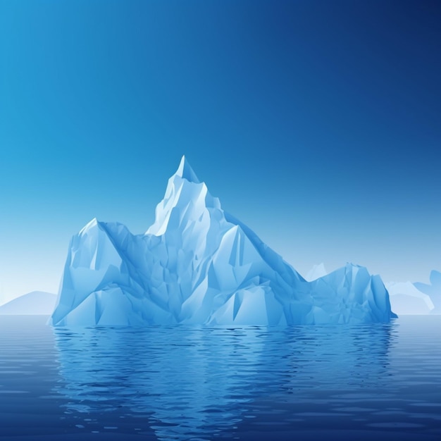 Um iceberg flutuando no oceano com um céu azul atrás dele.