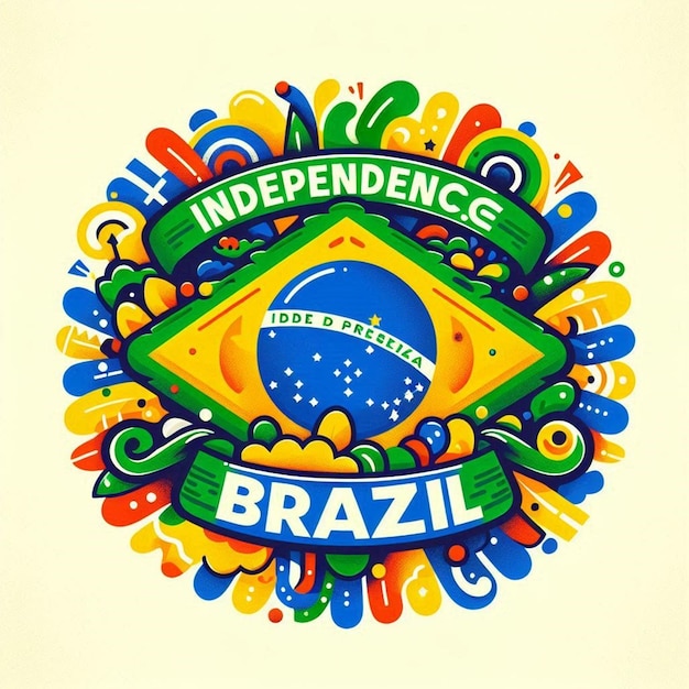 Foto um logotipo colorido para a independência é mostrado em um fundo amarelo