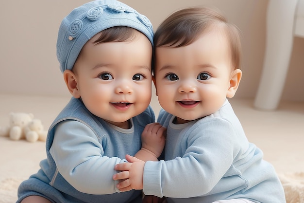 Um menino e uma menina sorrindo em um bonito retrato gerado pela IA