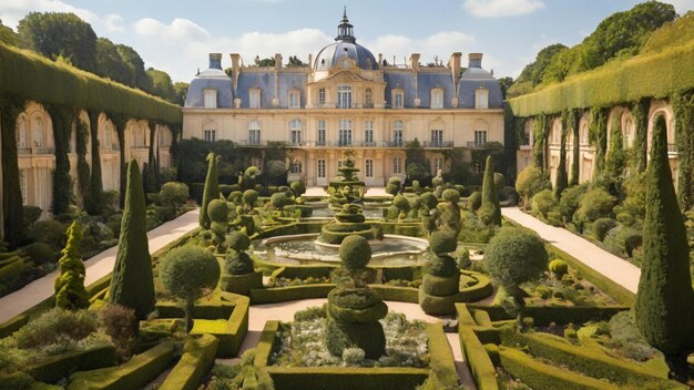 Foto um palácio topiário de jardim de estilo francês