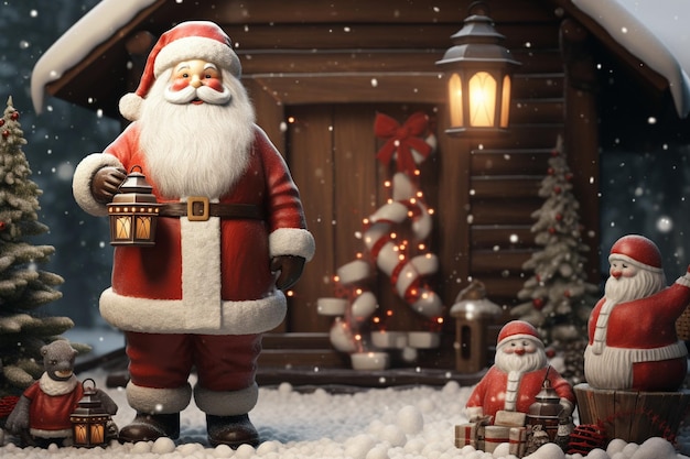 Um Papai Noel em uma atmosfera de Natal