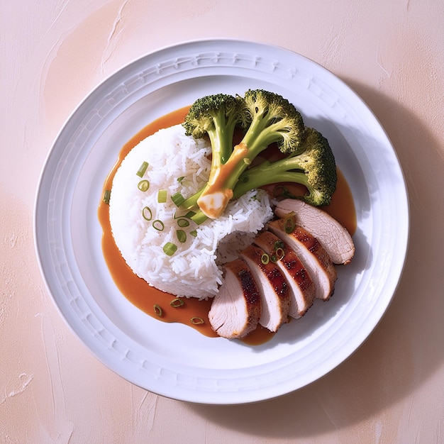 Foto um prato quente e fumegante de comida com legumes