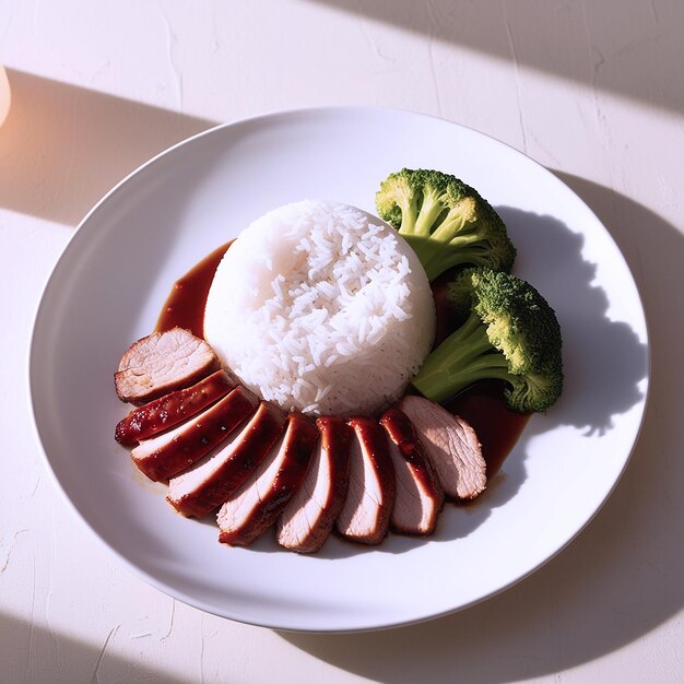 Foto um prato quente e fumegante de comida com legumes