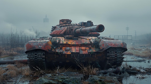 Foto um tanque com a palavra guerra na frente