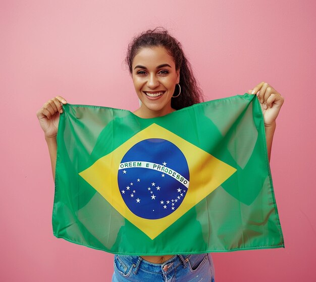 Foto uma mulher segurando uma bandeira verde que diz germanyon ele