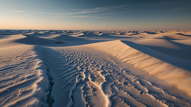 Foto uma paisagem desértica com dunas de areia e um pôr-do-sol