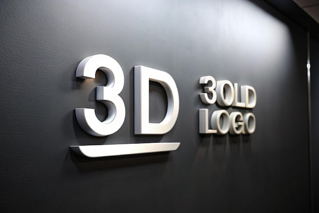 Foto uma parede preta com um logotipo dourado para um logotipo 3d