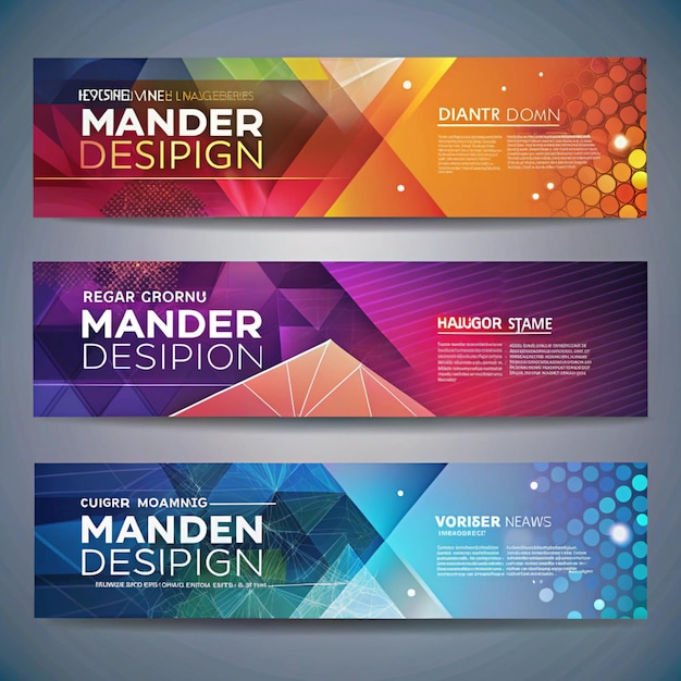 Foto uma série de banners com o design design design design sobre eles