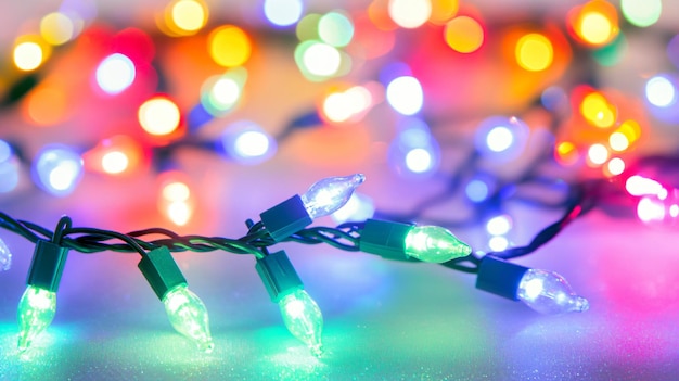 uma string de luzes de Natal com uma string de Luzes atrás deles