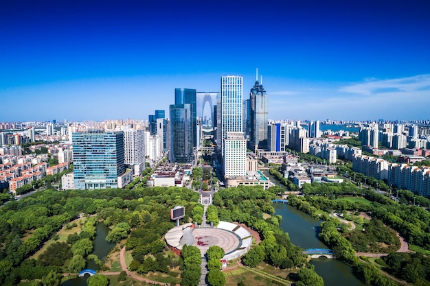 Uma visão panorâmica de suzhou ao entardecer