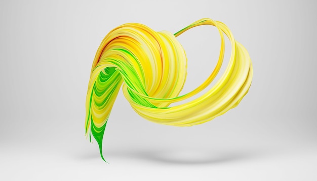 Foto vector 3d paint curl abstract espiral pincel stroke flowing ribbon shape tinta líquida digital