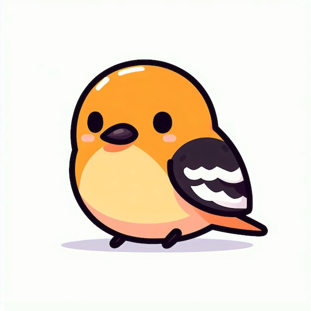 Foto vector de permanência de pássaro de oriole plano e mínimo kawaii