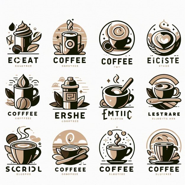 Foto verschiedene kaffee-logo-sammlung