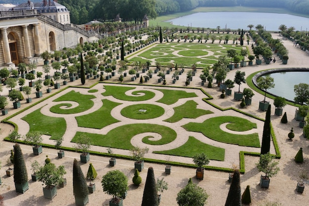 Foto vista de alto ângulo do jardim ornamental