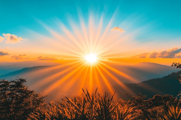 Foto vista panorâmica das montanhas contra o céu ao nascer do sol