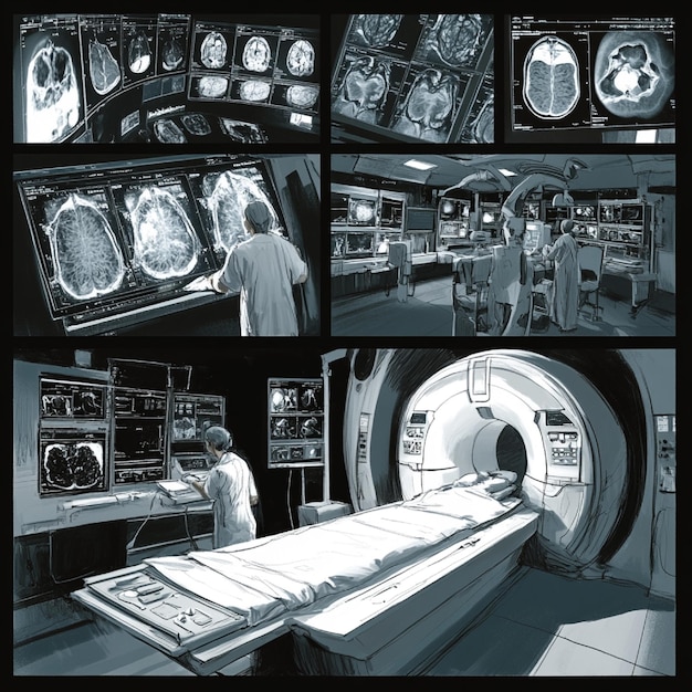 Foto visualisierung verschiedener bildgebungsmodalitäten röntgen-mri-ct-ultraschall und ihre anwendungen