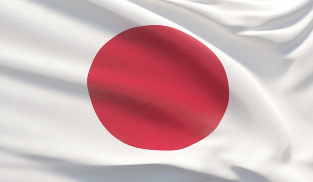 Waving Nationalflagge von Japan. Winkte hochdetaillierte Nahaufnahmen 3D-Rendering.