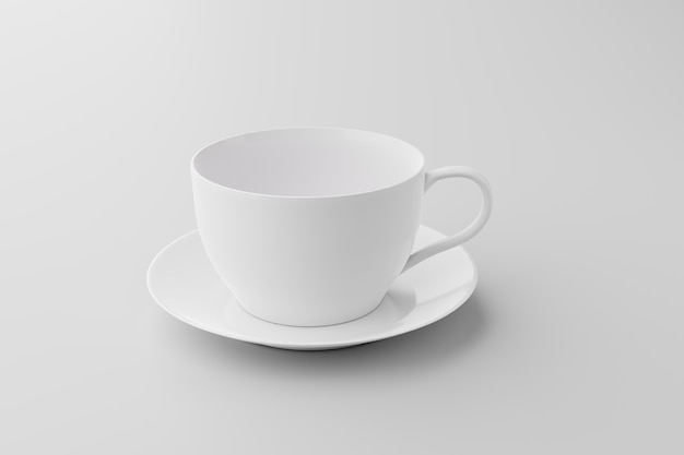 Foto weiße und saubere kaffeetasse auf weißem hintergrund, 3d-darstellung