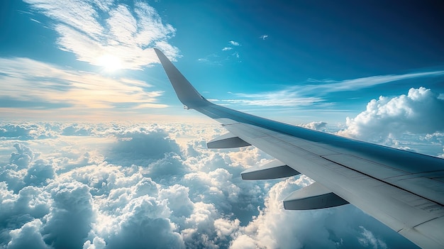 Foto wolken und himmel aus der luft aus dem flugzeugfenster