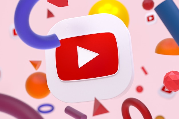 Foto youtube-logo mit geometrieelementen