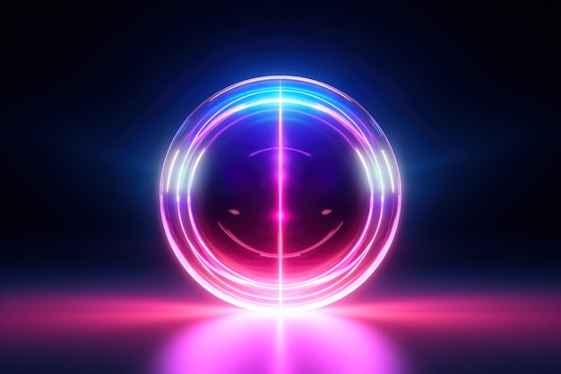 Free Photo 3d abstract creative sphere with neon light