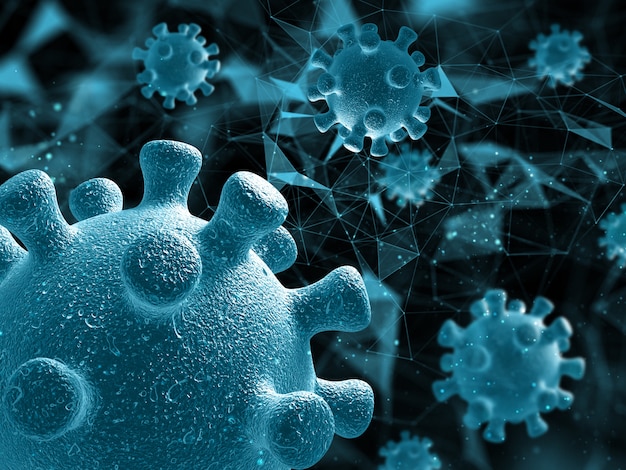 Free Photo 3d abstract medical background with close up of virus cells