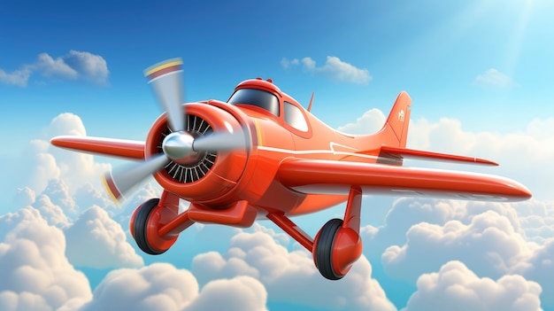 Free photo 3d cartoon airplane in the sky