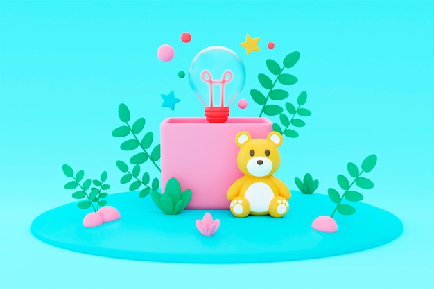 3d cartoon background for children