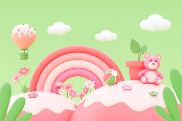 3d cartoon background for children